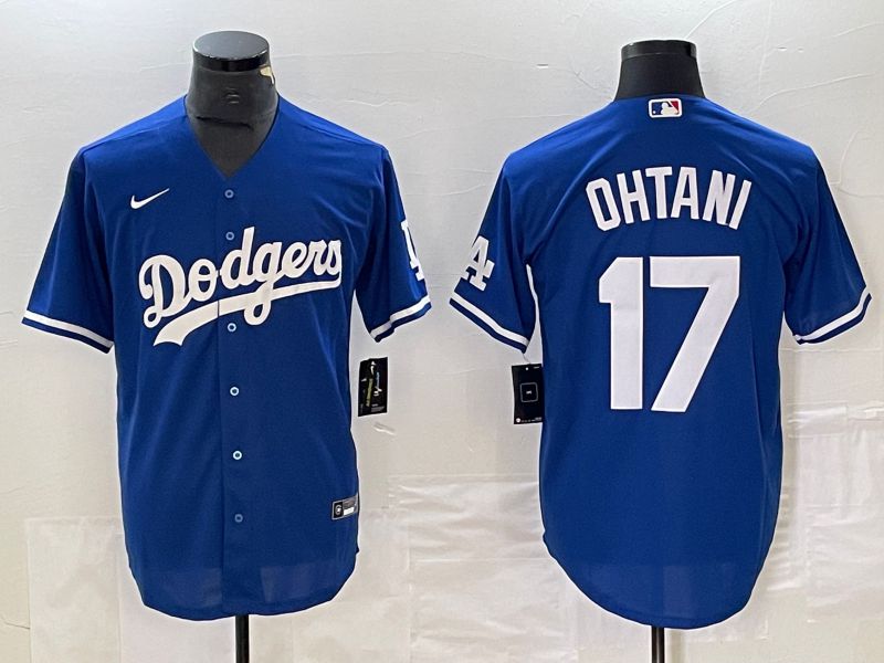 Men Los Angeles Dodgers 17 Ohtani Blue Nike Game MLB Jersey style 1